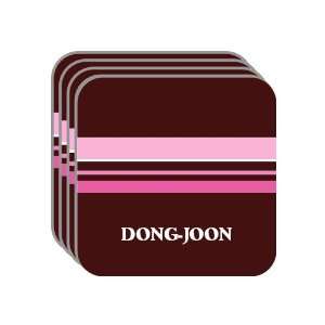 Personal Name Gift   DONG JOON Set of 4 Mini Mousepad Coasters (pink 