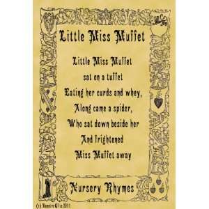   Size Parchment Poster Nursery Rhyme Little Miss Muffet
