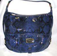 MICHAEL KORS BRIMFIED LAPIS BLUE LTHR LRG SHOULDER $398  