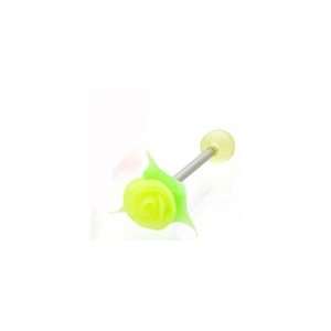   Green Flower Tongue Bar (14g)   Tongue Ring (1pc) Toys & Games
