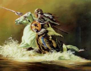 INDIAN WARRIOR ON HORSE 10x8 In Native Am. Theme Print  