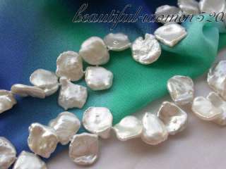 17 15MM white lamina baroque keshi reborn pearl necklace 
