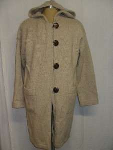CHICOS 100% Lambs Wool Sweater Jacket / Coat with Hood Sz 3 / LARGE 