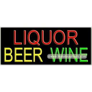 Liquor Beer Wine Neon Sign (13H x 32L x 3D)  Grocery 