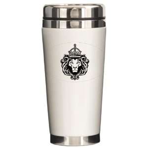    Ceramic Travel Drink Mug Regal Crowned Lion 