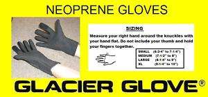 GLACIER GLOVE KENAI Neoprene Gloves Size SMALL  