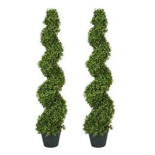   Pre potted 4 Spiral Boxwood Artificial Topiary Trees. In Plastic Pot