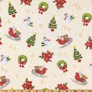  44 Wide Tis the Season Christmas Toss Cream Fabric By 