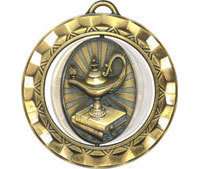 Spinner Lamp of Knowledge Medal w/Ribbon Trophy  