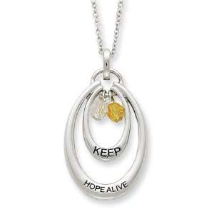  Keep Hope Alive, Double Oval Necklace in Silver Jewelry