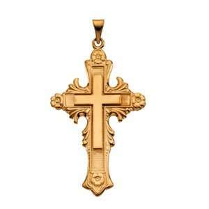  14K Gold Large Ornate Cross Pendant Jewelry