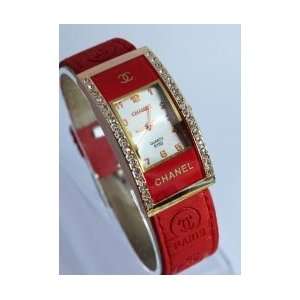  Chanel Women Leather Wrist Watch Color Red with Chanel 
