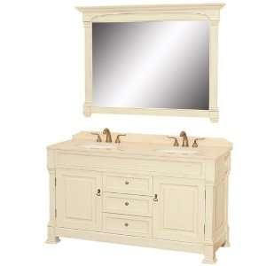   Antique White Solid Wood Bathroom Vanity & Mirror