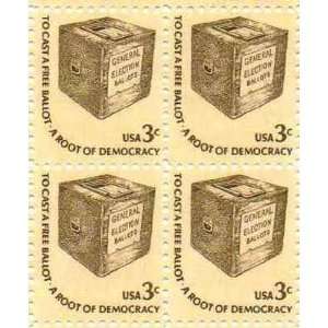 To Cast a Free Ballot/Democracy Set of 4 x 3 Cent US Postage Stamps 