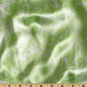  58 Wide Charmeuse Satin Paisley Lime Fabric By The Yard 