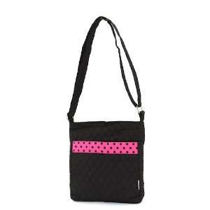   Crossbody Handbag with a Pink Polka Dot Ribbon Accent 