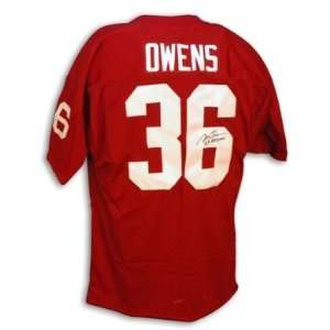  Steve Owens Signed Oklahoma Red Jersey w/Heisman Sports 