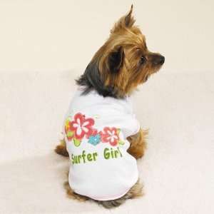  Hawaiian Floral Print Surfer Girl Dog Tee Shirt  Size X 