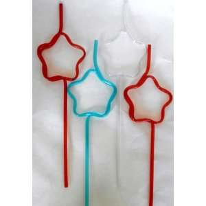  Red, White, and Blue Star Straws, 4 Per Package (2 Pack 