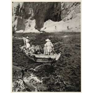  1930 Rock Grotto Enoshima Japan Boat Photogravure 