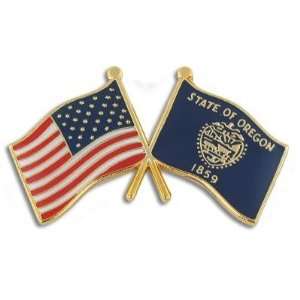  Oregon & US Crossed Flag Pin Jewelry