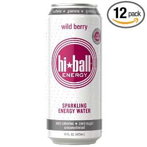Hiball Energy Sparkling Water, Wild Berry, 16 Ounce (Pack of 12)