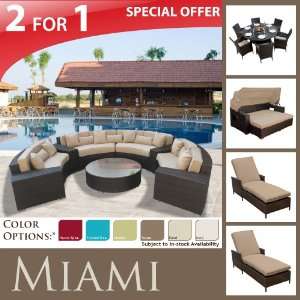 SOFA OUTDOOR PATIO WICKER, 7PC 60 DINING FURNITURE, (2)CHAISE LOUNGES 