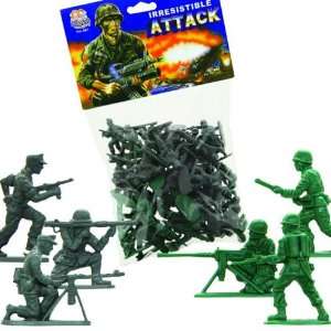  WWII Plastic Soldier set with 48 Troops Green American 