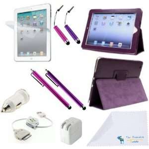  Purple PU Leather Case / Stand / Cover for Apple iPad 2 / iPad 