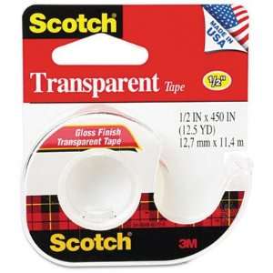  Scotch Transparent Glossy Tape in Hand Dispenser, 1/2 x 