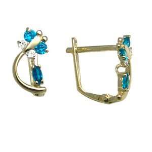   Blue   Spring Time Butterfly 14k Yellow Gold Huggie Earrings Jewelry