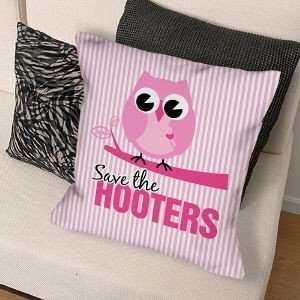  Save the Hooters Breast Cancer Awareness Throw Pillow 