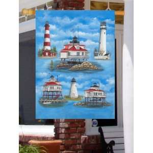  Delmarva Lighthouse Collage Large Flag Patio, Lawn 