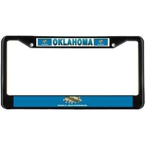  Oklahoma OK State Flag Black License Plate Frame Metal 