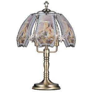 23.5h Glass Lighthouse and Angel Theme Antique Bronze Base Touch Lamp