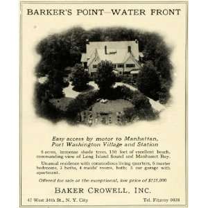  1924 Ad Baker Crowell Real Estate Barkers Point House 