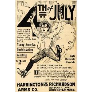 1904 Ad 4th of July Double Action Revolver Harrington   Original Print 