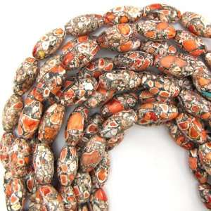  20mm orange mosaic flower turquoise barrel beads 16