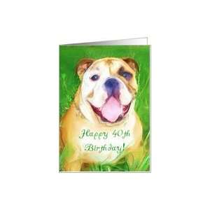  Happy 40th Birthday English bulldog Art Card Toys & Games
