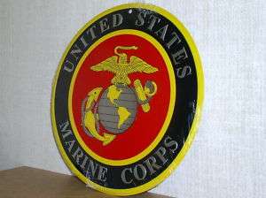 United States Marines 12 Metal Embossed Circle Sign  