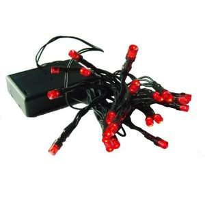  Set of 20 Battery Operated Red LED Wide Angle Christmas Lights 
