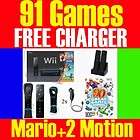 NINTENDO BLACK Wii SUPER MARIO CONSOLE SYSTEM TWO PLAYERS 91 GAMES