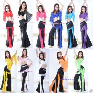 Brand New Sexy Belly Dance Costume Set Top & Pants 11 Colors Free 