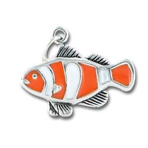  Sterling Silver Orange Clownfish Charm