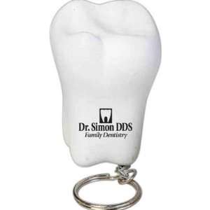 Tooth shaped stress reliever with keychain.