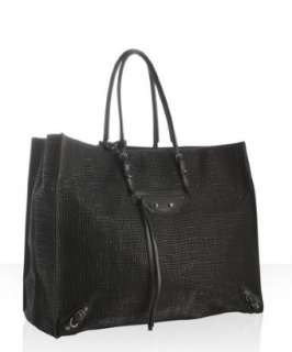 Balenciaga black crosshatched leather Papier tote   up to 70 