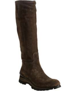 Prada brown suede tall flat boots   