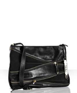Cole Haan black leather Felicity zip detail flat shoulder bag 