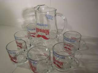 Vintage Seagrams Gin Liquor Cordial SET Red Baron Glasses Pitcher Bar 