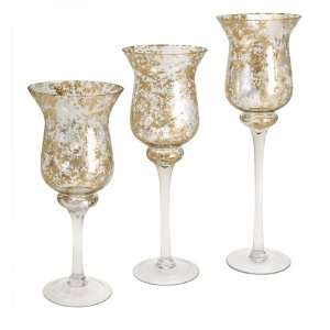  Set of 3 Silver & Gold Wine Glass Votive Candleholders 
